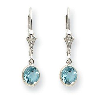Sterling Silver Blue Topaz Leverback Earrings Dangle Earrings Jewelry
