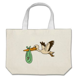 XX  Funny Stork Carrying Baby Tote Bags