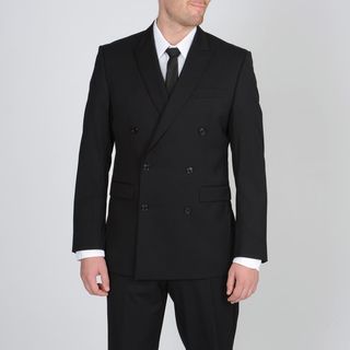 Calvin Klein Men's Black Double Breasted Wool Suit Calvin Klein Suits