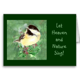 Christmas Chickadee Bird & Holly Bible Scripture Card