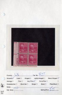 United States 25 Cents Plate Block #829 