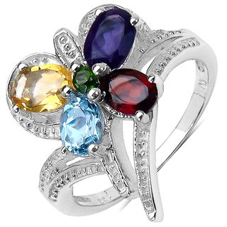 Malaika Sterling Silver 2ct TGW Multi gemstone Ring Malaika Gemstone Rings
