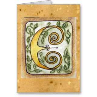 "Letter E" with Antique Parchment background Greeting Card