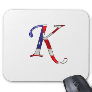 Monogram Letter K American Flag Mouse Pad