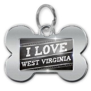 Dog Bone Pet ID Tag Chalkboard with "I Love West Virginia"   Neonblond  Pet Identification Tags 