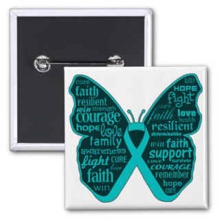 PCOS Awareness Butterfly Ribbon Buttons