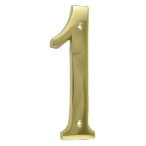 Copper Mountain Hardware 6 in. Polished Brass House Number 1 SLGH241US3