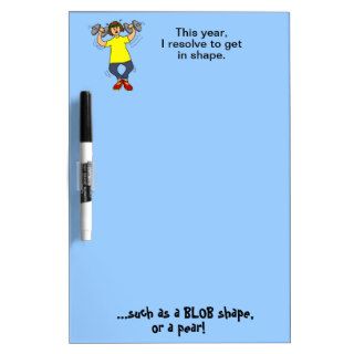 Get in Shape Funny New Years Resolution Cartoon Dry Erase Whiteboards