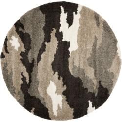 Hand woven Ultimate Beige/ Brown Shag Rug (6' 7 Round) Safavieh Round/Oval/Square