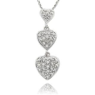 Finesque Sterling Silver Diamond Accent Heart Drop Necklace Finesque Diamond Necklaces