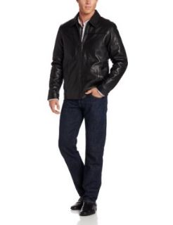 IZOD Men's Shirt Collar James Dean Leather Jacket at  Mens Clothing store Leather Outerwear Jackets