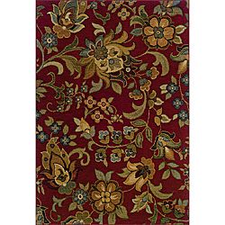 Berkley Red/Green Floral Area Rug (3'10 x 5'5) Style Haven 3x5   4x6 Rugs