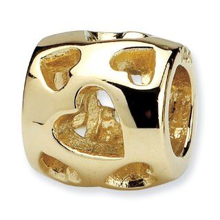 14K Gold Cutout Heart Bead Bead Charms Jewelry