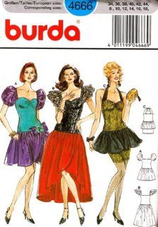 Burda 4666 Womens Costume Pattern Retro 80s Princess, Goth, Victorian, Go go Dancer Dancer Drop Waist Tutu