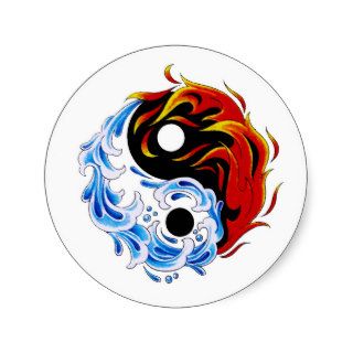 Cool cartoon tattoo symbol water fire Yin Yang Stickers