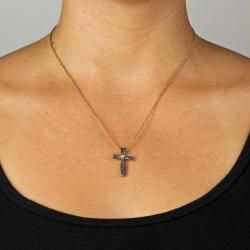 Isabella Gold over Silver Black and White Diamond Accent Cross Necklace Palm Beach Jewelry Diamond Necklaces