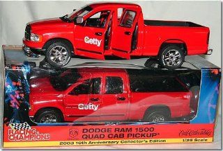 Getty 2003 Dodge Ram 1500 Quad Cab 4 Door Pickup 1/25 Red 10th Anniversary Toys & Games