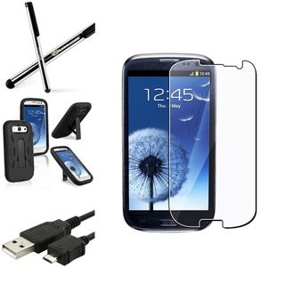 BasAcc Black Hybrid Case/Anti Glare Screen Protector/Stylus for Samsung Galaxy S3 BasAcc Cases & Holders