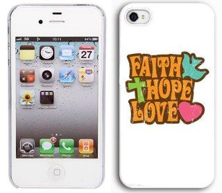 Apple iPhone 5 5S White 5W191 Hard Back Case Cover Color Vintage Faith Hope Love Design Cell Phones & Accessories