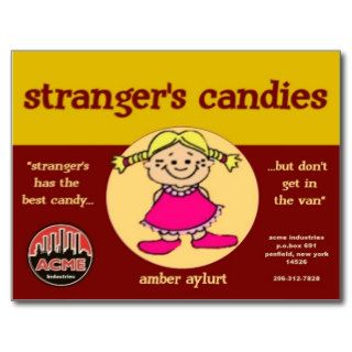 stranger's candies picture postcard