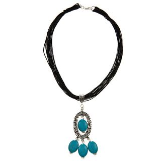 Leather Turquoise Mayan Charm Necklace (Guatemala) Necklaces