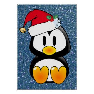 Baby Christmas Tux Wearing Santa Hat Poster