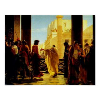 Pontius Pilate presenting a scourged Jesus Poster