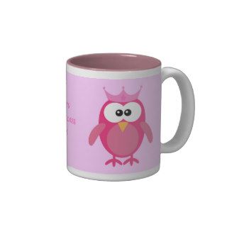 Cute Personalized Pink Cartoon Owl Princess Coffee Mug