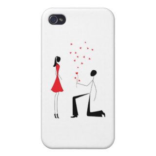 A man giving a flower made of hearts to a woman cases for iPhone 4
