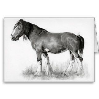 Work Horse, Draft Equine Art Pencil Drawing Greeting Card