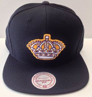 Los Angeles Kings Mitchell & Ness LAKERS Prp Ylw Logo Snapback Cap Hat All Blk 