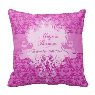 Damask mauve commemorative wedding photo pillow