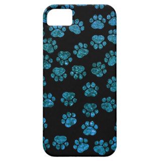 Shiny Glitter Dog Paws Traces Pawprints Blue Black iPhone 5 Cases