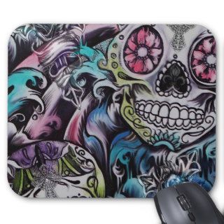 Colorful sugar skull dia de los muertos artwork mouse pad