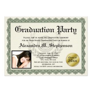 Graduation Party Photo Certificate Invitation