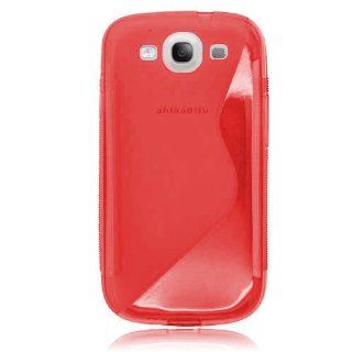 Samsung Galaxy S3/I9300 Skin Case Tpu Transparent S Shape Red 503 Cell Phones & Accessories