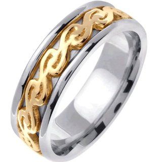 14K White Gold Celtic Double Spiral Wedding Band (7mm) Jewelry