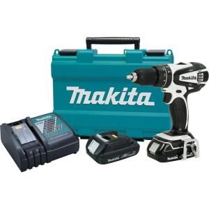 Makita 18 Volt Compact Lithium Ion 1/2 in. Cordless 2 speed Hammer Driver Drill Kit LXPH01CW