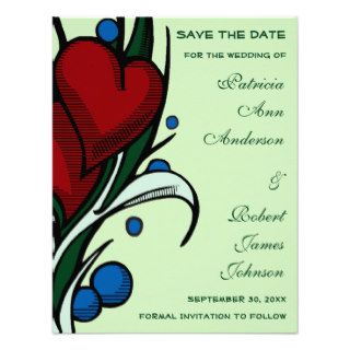 Tattoo Hearts & Leaves Save The Date Wedding Personalized Invitations