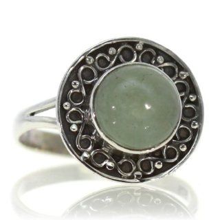 Aquamarine Ring (size 7.75) Handmade 925 Sterling Silver natural hand cut Aquamarine color Green 3g, Nickel and Cadmium Free, artisan unique handcrafted silver ring jewelry for women   one of a kind world wide item with original natural Aquamarine gemston