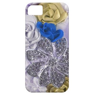 Diamond Bling Bouquet, Yellow,Blue Flowers and Gem iPhone 5 Cases