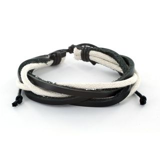 Leather White and Black Multi cord Cuff Wristband West Coast Jewelry Men's Bracelets