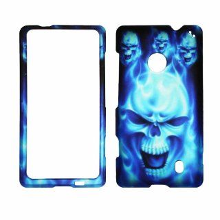 2D Blue Skull Nokia Lumia 521 Case Cover Hard Case Snap on Cases Rubberized Touch Protector Faceplates Cell Phones & Accessories