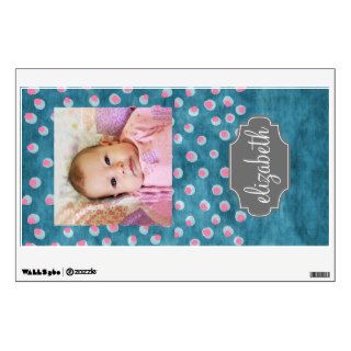 Watercolor Messy Polka Dots   blue and pink Wall Stickers