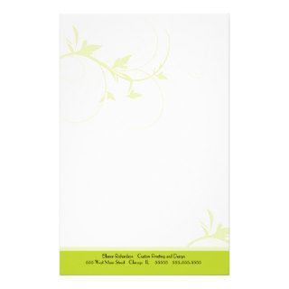 Elegant Swirls in Lime Personalized Floral Stationery Design