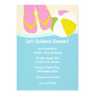 Sandals and Beach Ball Pool Party Invitation