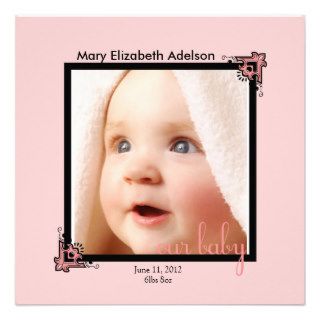 Vintage Frame Baby Personalized Invites