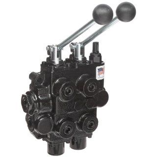 Prince RD522CCAA5A4C1 Directional Control Valve, Monoblock, Cast Iron, 2 Spool, 4 Ways, 3 Positions, Tandem, Spring Center, Lever Handle, 3000 psi, 25 gpm, In/Out 3/4" NPT Female, Work 1/2" NPT Female Hydraulic Directional Control Valves Indus