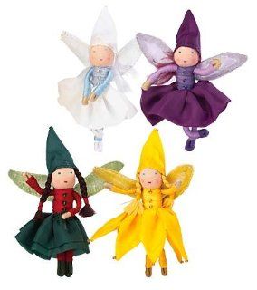Posable Holiday Mini Fairies with Glittery Wings, Set of 4 Toys & Games