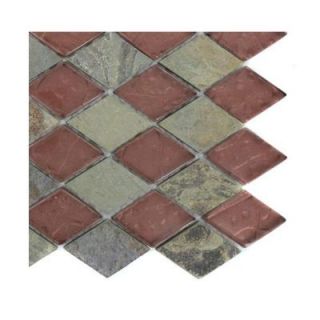 Splashback Tile Tectonic Diamond Multicolor Slate and Rust Glass Tiles   6 in. x 6 in.x 8 mm Floor and Wall Tile Sample (1 sq. ft.) R6D7